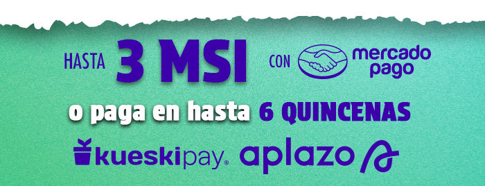HASTA 3 MSI con Mercado Pago o paga hasta en 6 quincenas 